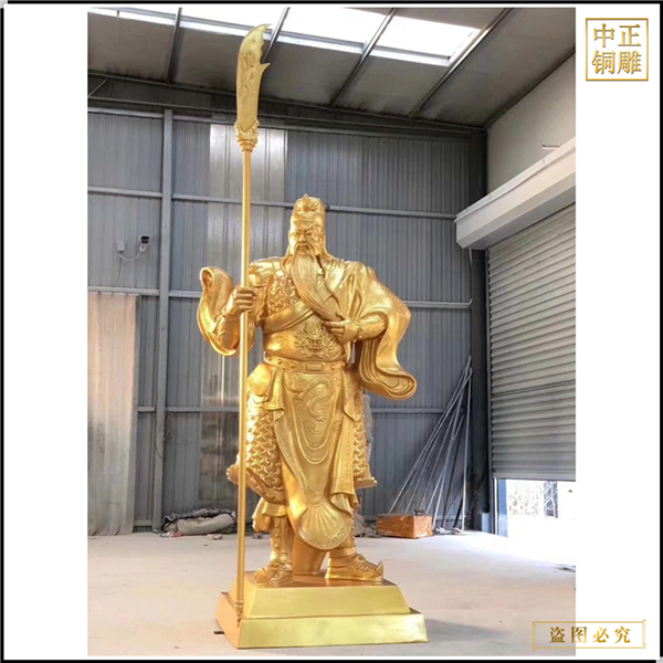大型金色關公銅像